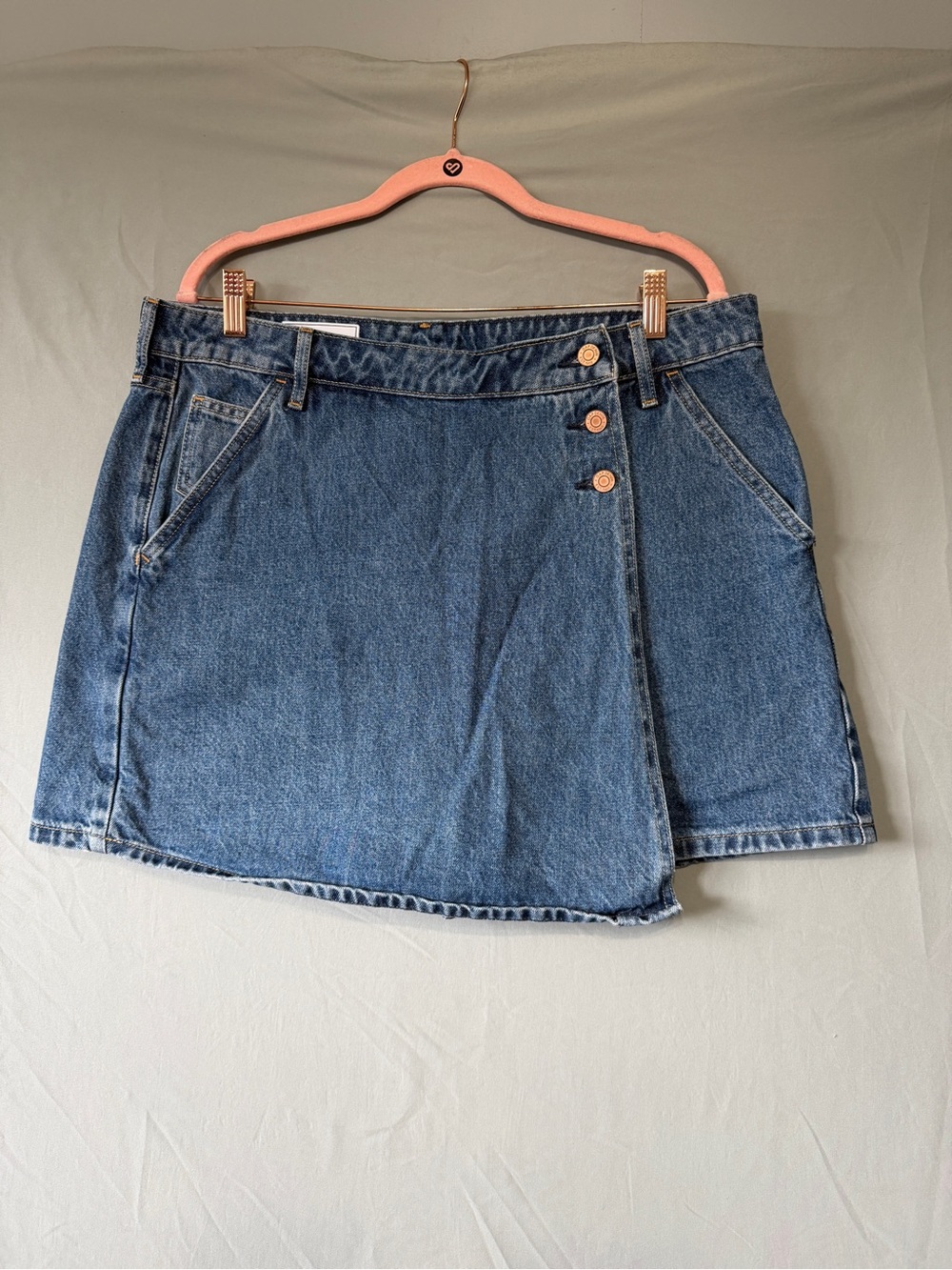 Gap Womens Denim Wrap Mini Skort Size 33 / 16 Tall Medium Blue Wash Skirt Cotton